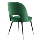 Modway - Rouse Performance Velvet Fauteuil d’appoint de salle à manger - Émeraude-Pattes écartées et effilées