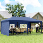 Outsunny - Tente auvent d'extérieur pliante 10 pi l x 20 pi L avec sac de transport - Bleu-Tonnelle à pieds droits avec toit ventilé à 2 niveaux et parois latérales amovibles