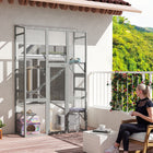 PawHut - Enclos extérieur pour chat avec 6 plateformes de saut - gris - 63,8 po L x 24,2 po l x 99,2 po H-Grandes portes à l’avant et sur les deux côtés pour faciliter l’accès et l’entretien 