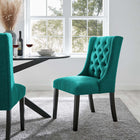 Modway - Baronet Bouton touffé Tissu Chaise à manger - Sarcelle-Rembourrage en mousse dense