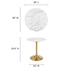 Modway - Lippa Rond de 28 po Faux marbre Table à manger, Or Blanc-Table en marbre artificiel