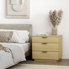 Manhattan Comfort - Table de nuit moderne Payton 66 cm, chêne naturel et or-Comprend 3 tiroirs avec extension de 0,75