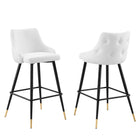 Modway - Adorn Performance Velvet Tabouret de bar - Blanc - Ensemble de 2-Tabouret de bar moderne vintage