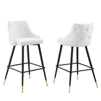 Modway - Adorn Performance Velvet Tabouret de bar - Blanc - Ensemble de 2-Tabouret de bar moderne vintage
