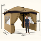 Outsunny - Pavillon d’extérieur 11 pi l x 11 pi L avec rideaux - fenêtres d’église - beige-Le toit voûté avec des trous de drainage empêche l'accumulation d'eau