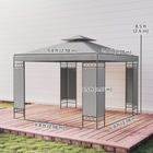 Outsunny - Pavillon à auvent 10 pi l x 10 pi L - pavillon d’extérieur à double toit - gris clair-Les panneaux en tissu offrent de l'intimité pour les rassemblements ou la détente