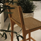 Modway - Rowe Terrasse extérieure Bois de teck Chaises de bar Ensemble de 2 - Naturel-Barre de soutien pour brancard