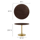 Modway - Lippa Rond de 36 po Bois Table à manger, Noyer cerise doré-Placage en grain de bois et plateau de table en MDF