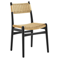 Modway - Wynn Corde et bois Fauteuil d’appoint de salle à manger - Noir Naturel-Chaises d’accent pour salle à manger