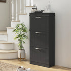 HOMCOM - Armoire à chaussures étroite avec tiroirs basculants et étagère réglable - noir-Peut contenir jusqu'à 15 paires de chaussures dans 3 tiroirs basculants 