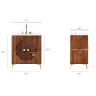 Modway - Vernon 30" Bois cannelé Armoire de coiffeuse avec évier - Blanc noyer-Construction en bois massif de manguier