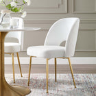 Modway - Rouse Salle à manger Fauteuil d’appoint - Blanc-Pieds en acier inoxydable doré