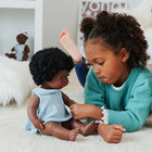 Miniland - Vêtements pour poupées de 15 pouces - Ensemble tricoté, robe et bandeau-Fabriqué en Espagne