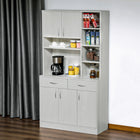 HOMCOM - Buffet de cuisine moderne 71 po avec vaisselier et rangement - blanc-Les étagères réglables permettent de stocker des objets plus volumineux, sans se soucier de leur adaptation 