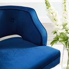 Modway - Traipse Bouton à dos ouvert touffé Performance Velvet Fauteuil - Marine-Tissu résistant aux taches