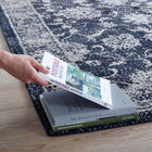 Modway - Kazia Treillis floral vieilli Tapis de 5 pi l x 8 pi L - Bleu foncé et ivoire-Dessous du tissu de jute adhéré