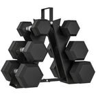 Soozier - Ensemble D’Haltères 60 Lb Avec Support - Haltères Hexagonaux Enrobés De Caoutchouc-Comprend trois paires d'haltères pour la salle de sport à domicile  