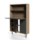 Nexera - Bureau mural Slim, Muscade et gris charbon-Finition en MDF laqué, texturé et en mélamine de qualité supérieure, résistante aux égratignures, aux taches et à l'eau pour votre usage quotidien