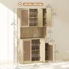 HOMCOM - Armoire de cuisine avec comptoir ouvert et vaisselier - bois naturel-Étagères réglables sur 3 niveaux dans chaque placard offrant un rangement flexible pour des objets de différentes hauteurs 