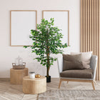HOMCOM - Arbre artificiel ficus 5 pi pour décoration intérieure - vert-Convient pour la maison, le bureau ou l’extérieur, apporte une touche naturelle à tout espace 