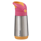 b.box - Bouteille Isotherme - 350ml - Milkshake à la Fraise-Couvercle avec paille étanche et bouton-poussoir adapté aux petites mains