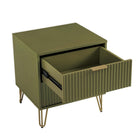 Manhattan Comfort - DUMBO 20,07" Table de nuit moderne 2 tiroirs - Vert olive - Lot de 2-Parfait pour le rangement de chevet, les lampes ou les objets de décoration