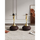 Manhattan Comfort - Lot de 2 tables d’appoint Patchin 40 cm modernes - Marron et doré-Magnifique plateau de table rond en acier doré