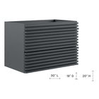 Modway - Render Fixation murale de 30" Armoire de toilette de salle de bain (lavabo non inclus) - Gris-Calleton de montage compatible avec les cloisons sèches