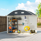 Outsunny - Abri de jardin galvanisé 8 pi x 4 pi avec étagères réglables et kit de fondation-Entrée et sortie faciles grâce à 2 portes coulissantes  
