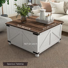 HOMCOM - Table basse relevable avec compartiment caché - blanc-Le grand espace de rangement caché garde votre pièce organisée et sans encombrement