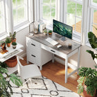 HOMCOM - Bureau d'ordinateur avec tiroir à fichiers - 47,2 po L x 19,7 po l x 30 po H - blanc-Le tiroir inférieur est équipé de rails suspendus réglables pour accueillir des dossiers format A4 ou lettre