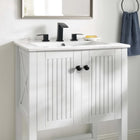 Modway - Steam 24" Vanette de salle de bain - Blanc blanc-Conception des lattes verticales