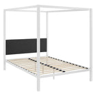 Modway - Raina Canopée Cadre de lit queen-lit, Gris blanc-Lit plateforme à baldaquin rustique de chalet