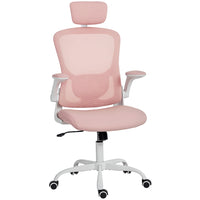 HOMCOM - Chaise de bureau ergonomique avec soutien lombaire 4d - rose-Soutien ergonomique complet du corps, appui-tête rotatif et réglable, et soutien lombaire 4D pour s'adapter à votre morphologie 