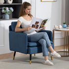 HOMCOM - Fauteuil d’appoint moderne avec large assise - capitonné à boutons pour chambre - bleu foncé - Paquet de 2-Dimensions totales : 28,3 po l x 27,6 po P x 31,5 po H (72 x 70 x 80 cm) 
