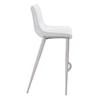 Zuo - Magnus Tabouret de bar - Blanc/Argent - Ensemble de 2-Garantie limitée de 3 ans
