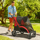 PawHut - Poussette pliable pour animaux de compagnie pour petits, moyens et grands chiens, jusqu’à 66 lb - noir-Pliage en un clic pour faciliter le rangement et le transport 