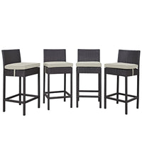 Modway - Convene 4 pièces Terrasse extérieure Coffret de pub - Espresso Beige-Tissage en rotin synthétique