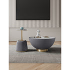 Manhattan Comfort - Ensemble de 2 tables : table basse Anderson moderne 71,5 cm et table d’appoint 40 cm - gris-Table basse avec un magnifique plateau en céramique effet marbre