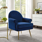 Modway - Revive Accent de boutons touffés Performance Velvet Fauteuil - Marine-Tissu résistant aux taches durable