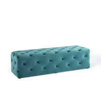 Modway - Amour Entrée à boutons touffés de 60" Performance Velvet Banc - Bleu de mer-Banc d’entrée à boutons touffés