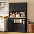 HOMCOM - Armoire de cuisine 64 po avec 3 compartiments et 2 tiroirs - noir-Un plan de travail spacieux convient aux cafetières et aux grille-pain, créant un coin café pratique 