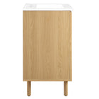 Modway - Calla 24" perforé Métal Vanette de salle de bain - Chêne blanc-Trous centraux de 8"