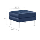 Modway - Loft Touffe Cuir végane Ottoman - Marine d’argent-Sellerie lisse en cuir synthétique