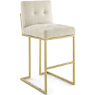 Modway - Privy Acier inoxydable doré Tissu rembourré Tabouret de bar - Beige doré-Tabouret de bar Glam Deco