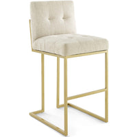 Modway - Privy Acier inoxydable doré Tissu rembourré Tabouret de bar - Beige doré-Tabouret de bar Glam Deco
