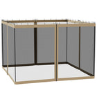 Outsunny - Moustiquaire de rechange pour gazebo 10 pi L x 10 pi l, kaki-Quatre panneaux séparés avec une fermeture éclair sur chaque panneau pour se connecter à la pièce adjacente  