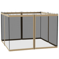 Outsunny - Moustiquaire de rechange pour gazebo 10 pi L x 10 pi l, kaki-Quatre panneaux séparés avec une fermeture éclair sur chaque panneau pour se connecter à la pièce adjacente  