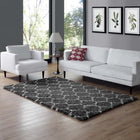 Modway - Solvea Treillis marocain Tapis 5 pi l x 8 pi L Shag Area - Gris foncé et ivoire-Tissage shag d’environ 2 pouces