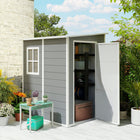 Outsunny abri de rangement extérieur adossé 4 x 5 pi avec plancher-Placez facilement cet abri de jardin dans n'importe quel coin de votre cour grâce à son design adossé au mur  
